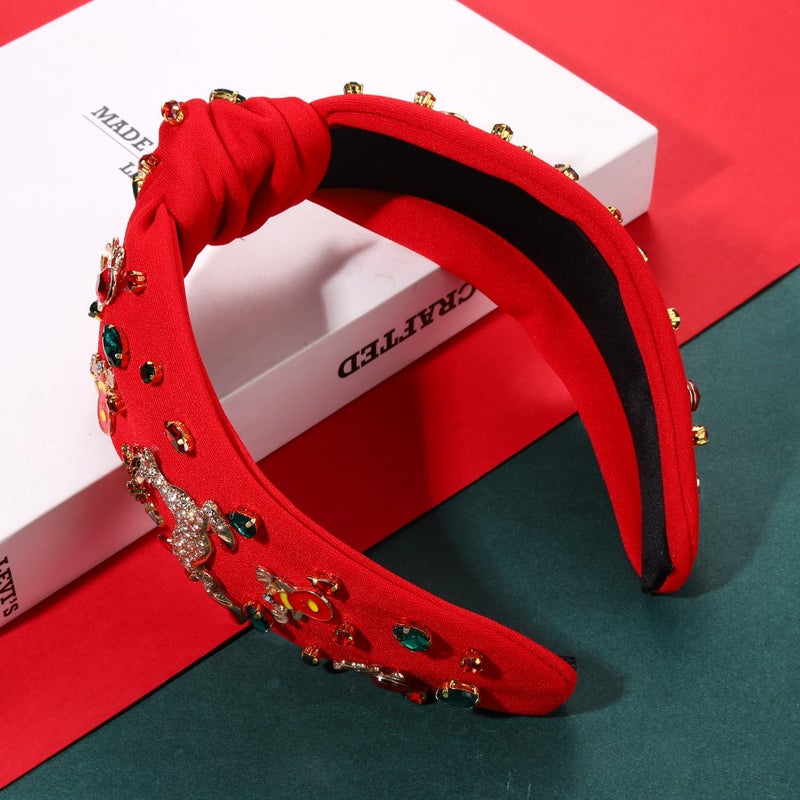 MOLOCH Christmas Headband for Women Christmas Reindeer Knotted Headband Jeweled Crystal Xmas Head Band Xmas Decorations Gifts - Image 5